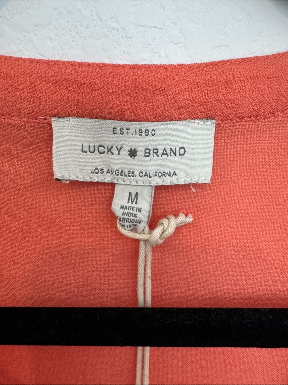 Lucky Brand Orange Boho Embroidered 3/4 Sleeve Cotton Blouse Top - Picture 9 of 11